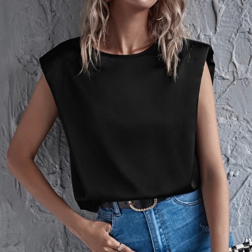 Sleeveless Satin Shirt